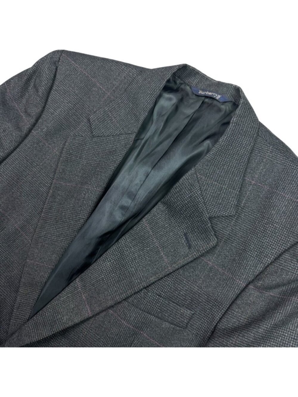 VTG Burberrys Men's 100% Wool Blazer Navy Blue /Purple Plaid • 44R